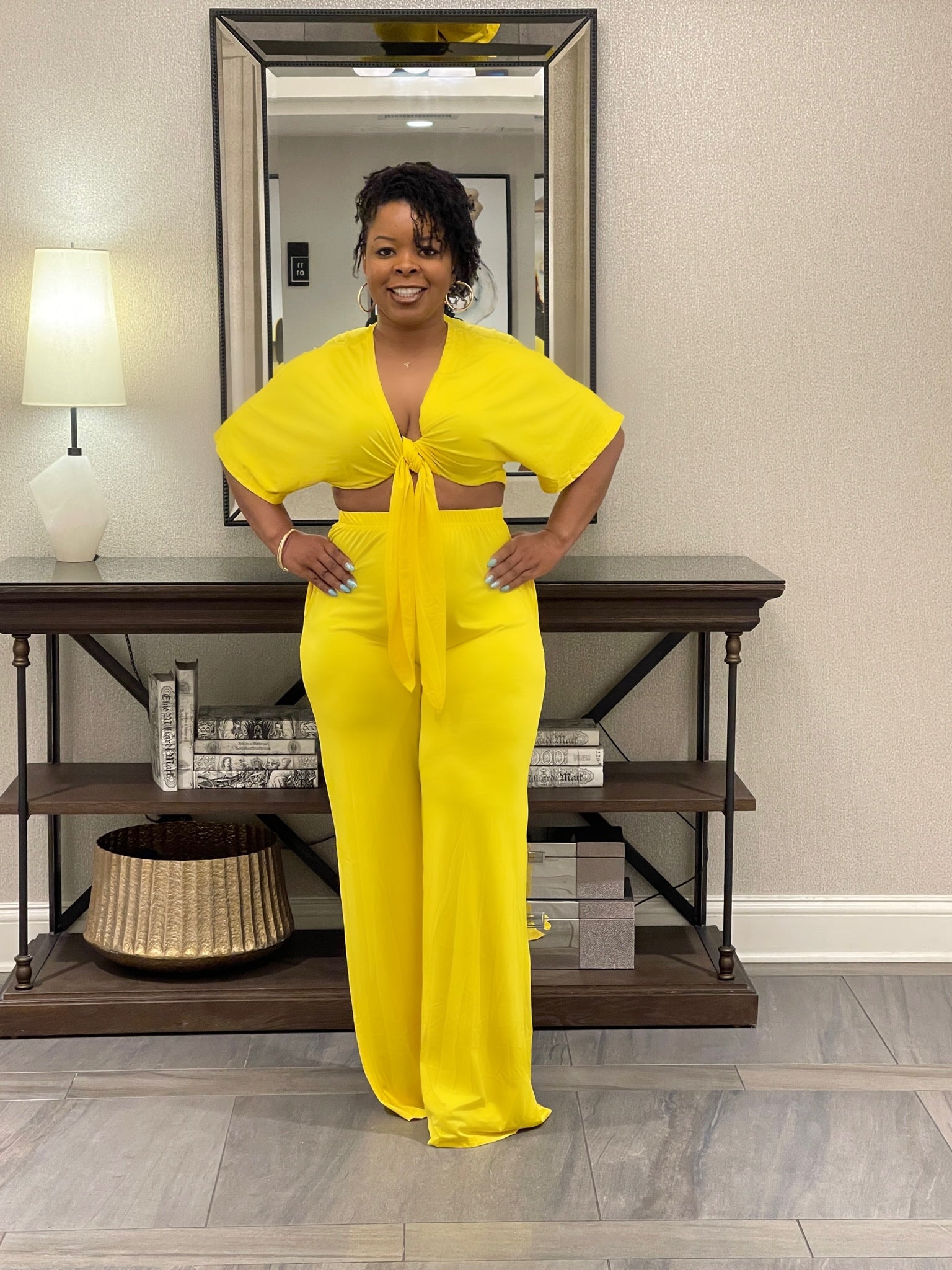 Yellow 2pc Vneck Set