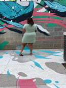 Breezy Green Vneck Plus Size Dress