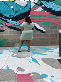 Breezy Green Vneck Plus Size Dress