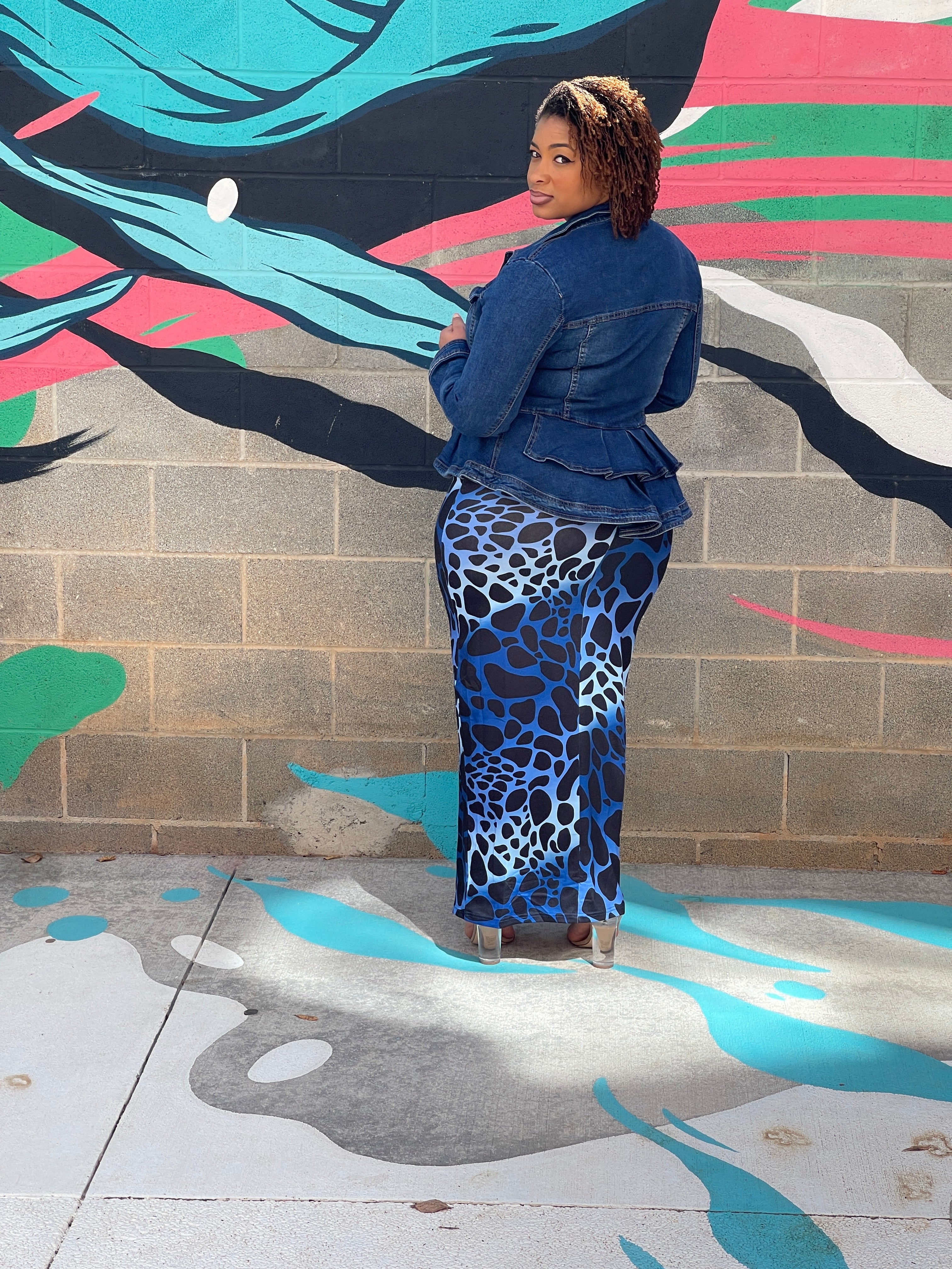 Leopard Print Plus Size Skirt Set