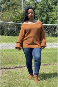 Go Deep V-neck Waffle Sweater - Nore's Fashion