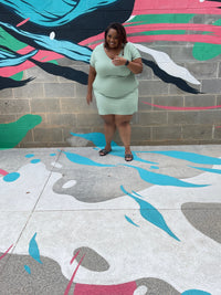 Breezy Green Vneck Plus Size Dress